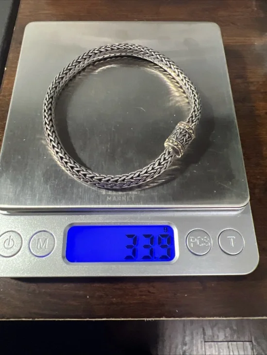 Samuel Benham BJC .925 Sterling & 18k Accents Balinese Handmade Weave Bracelet - Picture 7 of 8